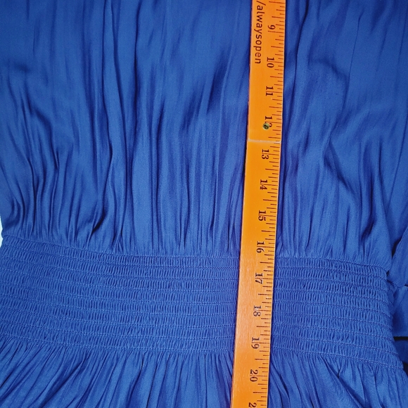 Ramy Brook Anna Dress Navy Blue Large Halter Neckline Smocked Waist Lace Accents - Picture 5 of 9